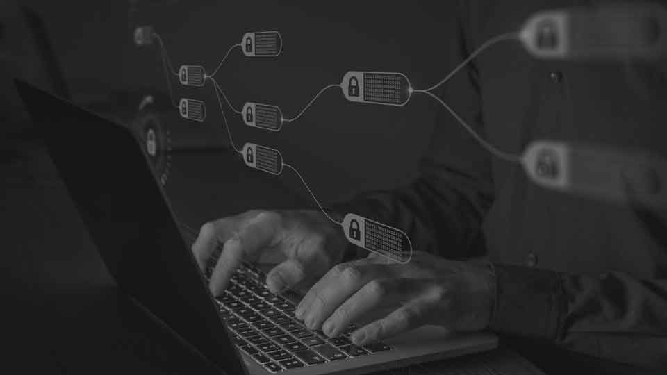 IGI Internal Investigations hands at keyboard black and white